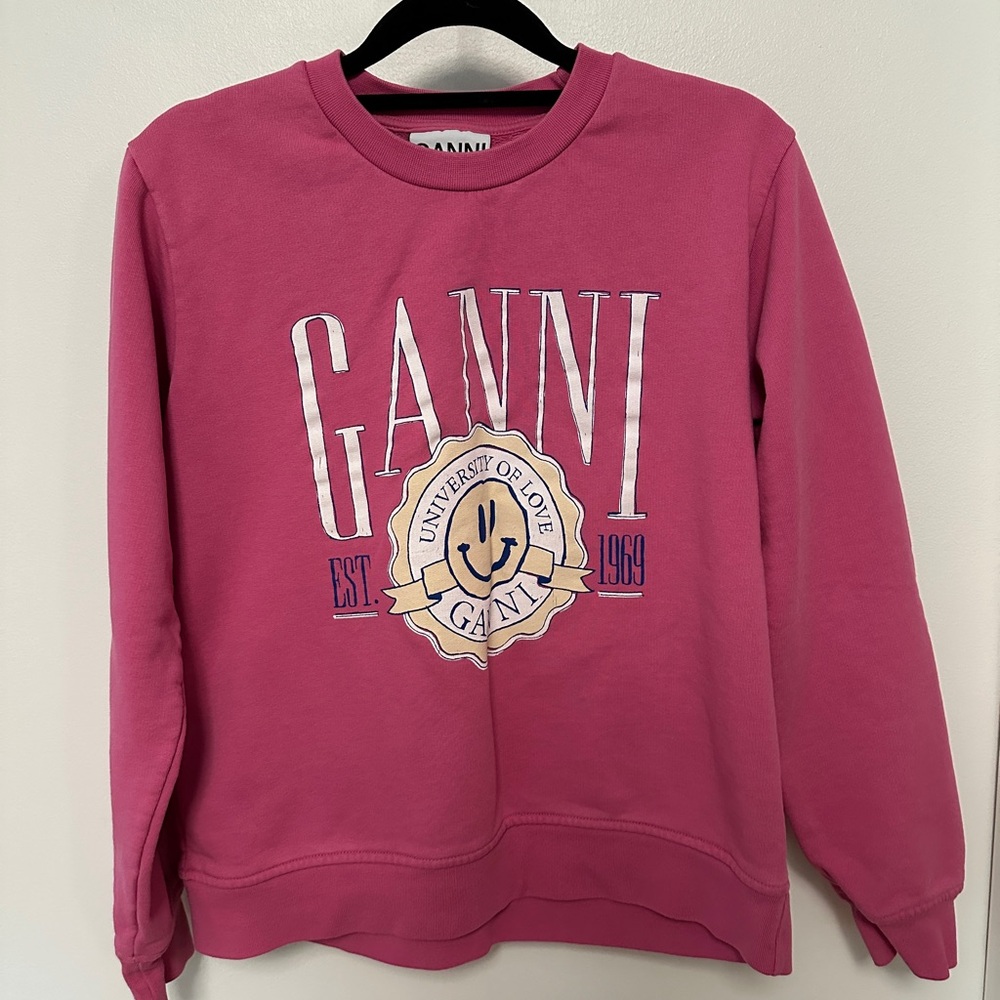 GANNI Pink Logo Sweatshirt